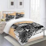 Housse de couette - do - 3d train en noir blanc - 200x200cm - 100% microfibre Housse de couette - do - 3d train en noir blanc - 200x200cm - 100% microfibre
