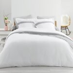 Housse de couette - douceur dinterieur - astoria - percale de coton - blanc et gris - 220x240 cm