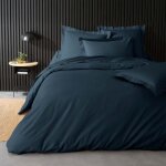 Housse de couette marine en percale de coton - douceur et �l�gance 240 x 220 cm