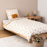 Housse de couette enfant 140x200 leopard + taie coton 57 fils