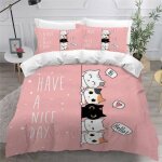 Housse de couette enfant parure de lit chat kawaii rose housse couette ado gar�on fille 2 taies doreillers ...