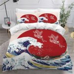 Housse de couette enfant parure de lit japon ukiyo - e art japonais housse couette douce microfibre ado ...
