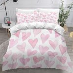 Housse de couette enfant parure de lit motif coeur rose housse couette ado garon fille 2 taies doreillers ...