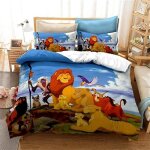 Housse de couette fille 3 pices housse de couette  fermeture le roi lion motif si - m - ba literie ...
