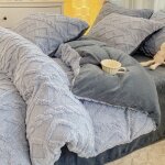 Housse de couette flanelle 200x230 cmparure de lit polaire chaude hivercomprend 1 drap 250�230 et 2 taies ...