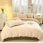 Housse de couette flanelle 220x240 cmparure de lit en polaire chaud hiver comprend un drap et 2 taies ...