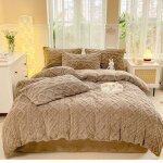 Housse de couette flanelle 220x240 cmparure de lit en polaire chaud hiver comprend un drap et 2 taies ...