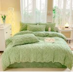 Housse de couette flanelle 220x240 cmparure de lit en polaire chaud hiver comprend un drap et 2 taies ...