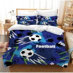 Housse de couette - football - parure de lit enfant - microfibre 200x200cm - motif sportif - confortable ...