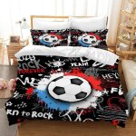 Housse de couette football - parure de lit sport pour enfant - 2 personnes - synth�tique - lavable