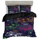 Housse de couette - gamer - 220x240 cm - microfibre - 3 pices - fermeture clair