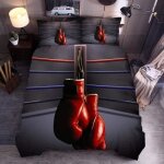Housse de couette gants de boxe rouges sport 240x260cm parure de lit 3 pi�ces 3d imprim� taies doreillers ...