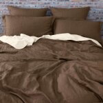 Housse de couette - haute qualit - chocolat - 220x240cm - 100% coton - 2 taies 65x65cm