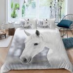 Housse de couette - ilu - 220x240 cm - microfibre - motif les chevaux - 2 taies 65x65 cm