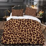 Housse de couette - imprim lopard 3d - multicolore - marron - synthtique