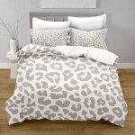 Housse de couette lopard gris - 140x200cm - fermeture clair cache - 2 taie doreiller - 100% microfibre ...