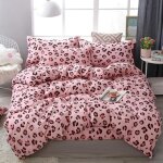 Housse de couette l�opard rose - microfibre premium - 220x240cm - 2 taies doreiller - impression 3d