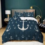 Housse de couette - marine - clous de bateau - microfibre - 240x260 cm - vintage