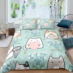 Housse de couette en microfibre 200x200 parure de lit avec 2 taies doreiller (chat 11) Housse de couette en microfibre 200x200 parure de lit avec 2 taies doreiller (chat 11)