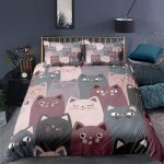 Housse de couette en microfibre 200x200 parure de lit avec 2 taies doreiller (chat 8) Housse de couette en microfibre 200x200 parure de lit avec 2 taies doreiller (chat 8)