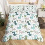 Housse de couette - microfibre - dinosaure - 200x200 cm - 2 taies 65x65 cm - enfant