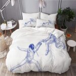 Housse de couette en microfibre escrime art sportif - bleu - 140x200cm - impression 3d - entretien facile ...