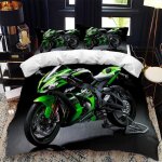Housse de couette moto parure de lit - marque - modle - microfibre - fermeture clair