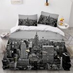 Housse de couette - new york - 200x200 cm - microfibre douce - impression num�rique - 2 taies 65x65 cm ...