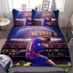 Housse de couette avec neymar photos - football star cr7 microfibre - halloween cadeau - 140x200cm[460] ...
