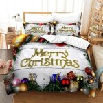 Housse de couette nol dor blanc parure de lit couette avec 2 taies d?oreillers 200x200cm