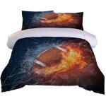 Housse de couette parure de lit 1 personne rugby rouge 3 pi�ces en microfibre