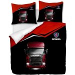 Housse de couette parure de lit 3 pices - camion de scania - multicolore - fantaisie - synthtique