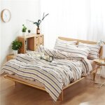 Housse de couettes parure de lit 4 pices rayure ensemble de literie avec 2 taies doreillers et 1 drap ...