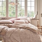 Housse de couette en percale de coton beige dune 140x200cm - essix - vichy