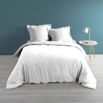 Housse de couette percale de coton luxe 220 x 240 cm blanc