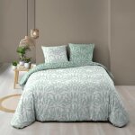 Housse de couette rversible 240 x 220 cm ? coton 57 fils malia sauge