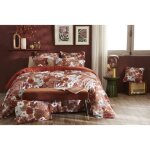 Housse de couette r�versible anna / flora toutes dimensions gaze de coton imprim�e leffet papillon - ...