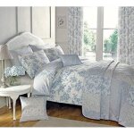 Housse de couette r�versible en coton m�lang� double floral toile patchwork bleu - duvet cover