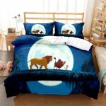 Housse de couette - le roi lion - 200x200cm - 3 pices - polyester - fermeture clair cache