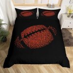 Housse de couette rugby rouge noir parure de lit imprime 3d microfibre avec taies doreiller 140x200cm[659] ...