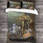 Housse de couette star wars - guerres des toiles - 140x200cm + 2 taies doreiller - multicolore - synthtique ...