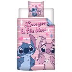 Housse de couette stitch love you 140x200 cm en polycoton ? parure enfant avec taie d?oreiller 65x65 ...