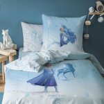 Housse de couette + taie doreiller 100% coton disney frozen 2 mythical water - 140x200 cm