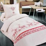 Housse de couette esprit chalet vanoise rouge + 2 taies 65x65 cm ? 100% coton 57 fils / cm doux et rsistant ...