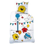 Housse de couette et taie doreiller - monsieur madame - happytime - 100% coton - blanc