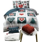 Housse de couette + taies - sweet home - 240 x 260 cm - 100% coton - lavable 40° - rouge Housse de couette + taies - sweet home - 240 x 260 cm - 100% coton - lavable 40° - rouge