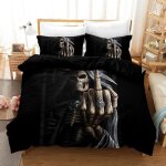 Housse de couette t�te de mort - 3d skull microfibre - noir - entretien facile et s�chage rapide