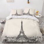 Housse de couette - paris tour eiffel - 220x240cm - motif 3d - multicolore