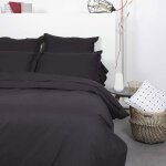 Housse de couette unie coton - cote deco - noir - 260x240 cm - 100% coton 57fils / cm² Housse de couette unie coton - cote deco - noir - 260x240 cm - 100% coton 57fils / cm²