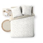 Housse de couette violettea 240 x 220 cm ? 100% coton 57 fils ? motif v�g�tal naturel + 2 taies